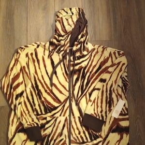 COZY CASUAL (Bethany) Full graphic Zip Up Hooded Sweatshirt New With Tags SZ3XL